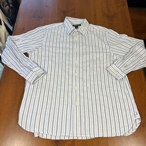 Michael Kors XXL Button Down Men's Shirt Blue White Striped Long Sleeve‎